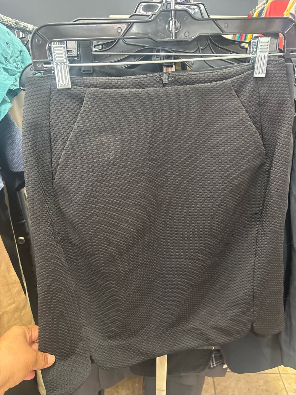 LC Lauren Conrad Textured Black Pencil Skirt